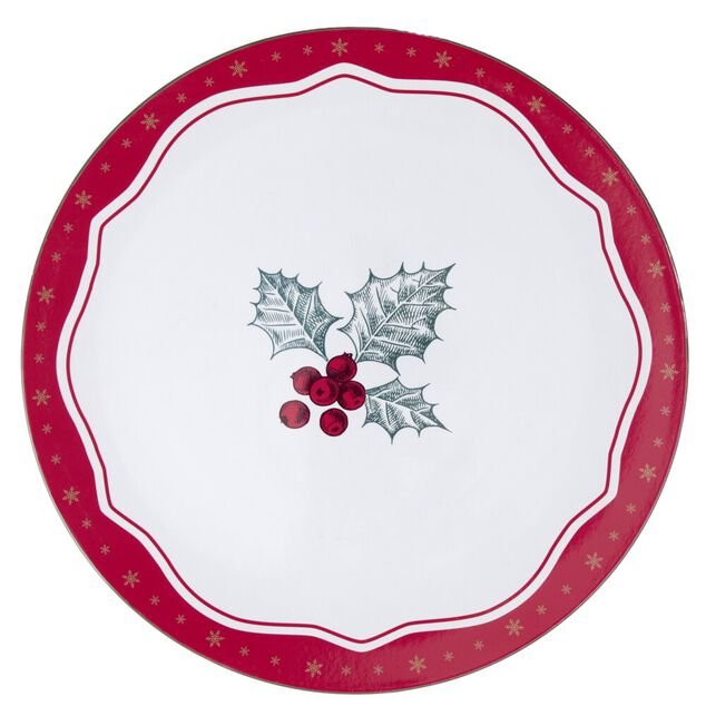 Sous-assiette No&euml;l imprim&eacute; houx PP &Oslash;33 cm rouge