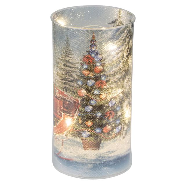 Bougie LED d&eacute;cor No&euml;l traditionnel &Oslash;8xH15cm (2 mod&egrave;les)