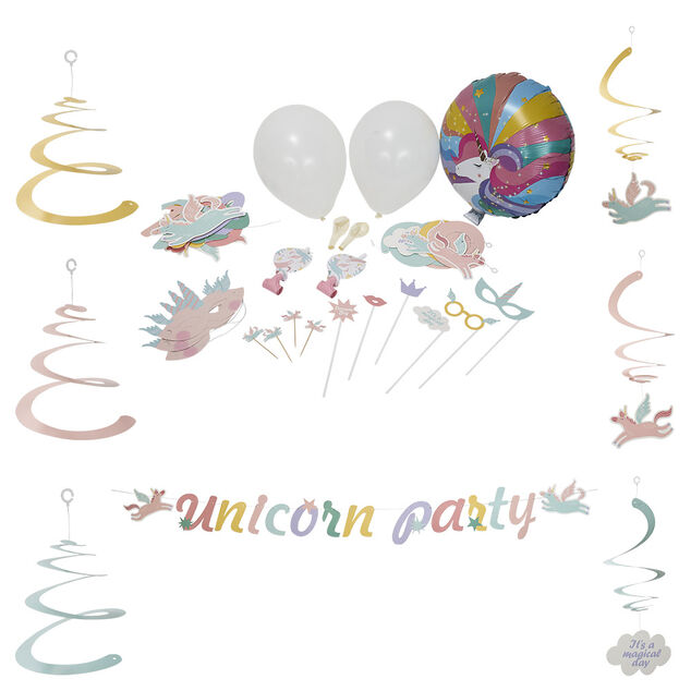 Kit décoration de fête Licorne 6 personnes