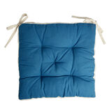 Galette de chaise matelass&eacute;e en coton bleu 40x40cm