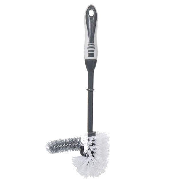 Brosse WC avec support et brossette intégrée noir et blanc