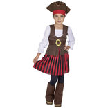 Costume de pirate pour fille rouge et marron 4/6 ans