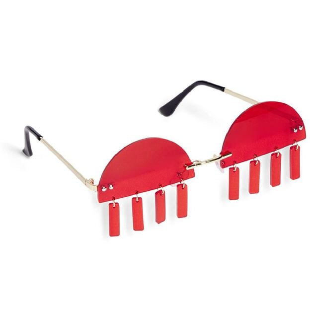Lunettes fantaisies adulte rouge et pendants