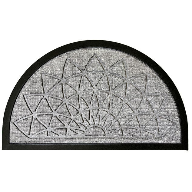 Tapis d'ext&eacute;rieur demi lune motif rosace relief 45x75cm