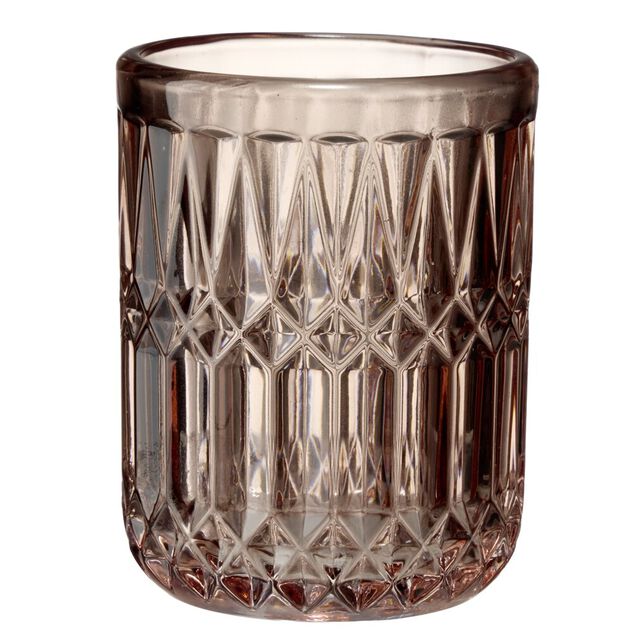 Gobelet salle de bain en verre cisel&eacute; &Oslash;8xH9,5cm (2 mod&egrave;les vert ou rose)