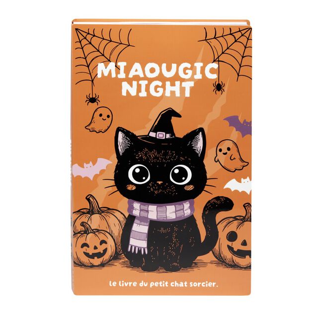 Grattoir chat Halloween livre griffoir carton marron et orange 26x39,5cm