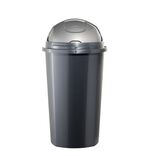 Poubelle à rabat plastique noir gris 25L
