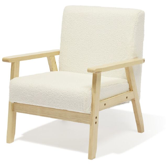 Fauteuil Jos&eacute;phine curly effet laine boucl&eacute;e blanc - L64xP70xH76 cm