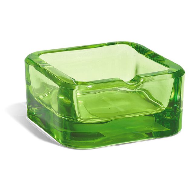 Cendrier carr&eacute; en verre color&eacute;