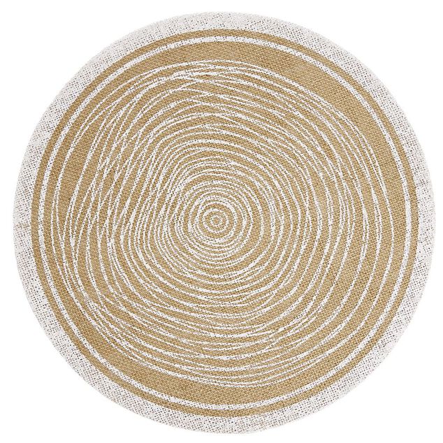 Set de table rond en jute naturel et blanc motif spirale ou pois &Oslash;38cm