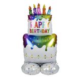 Ballon alu anniversaire Happy Birthday multicolore H100cm