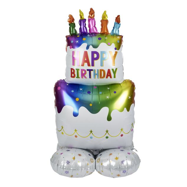Ballon alu anniversaire Happy Birthday multicolore H100cm