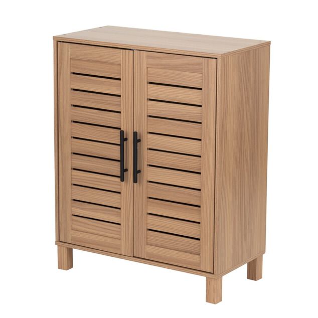 Meuble de rangement bas en bois 2 portes L&eacute;on 60x30xH75cm