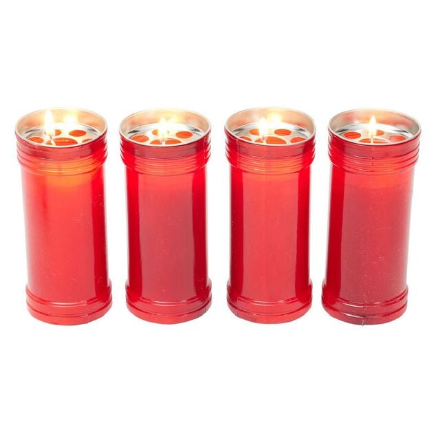 Bougie fun&eacute;raire rouge H14cm x4