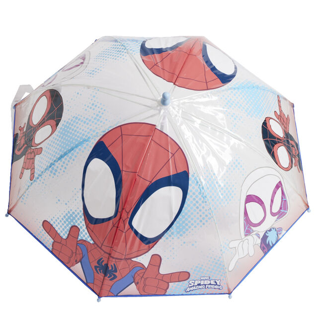 Parapluie bulle Spiderman rouge polyester et m&eacute;tal