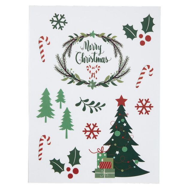 D&eacute;coration fen&ecirc;tre No&euml;l &eacute;lectrostatique personnage ou sapin