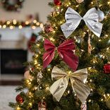 Décoration de Noël mini noeuds brillant 12 pièces 5,5x6cm (3 modèles)