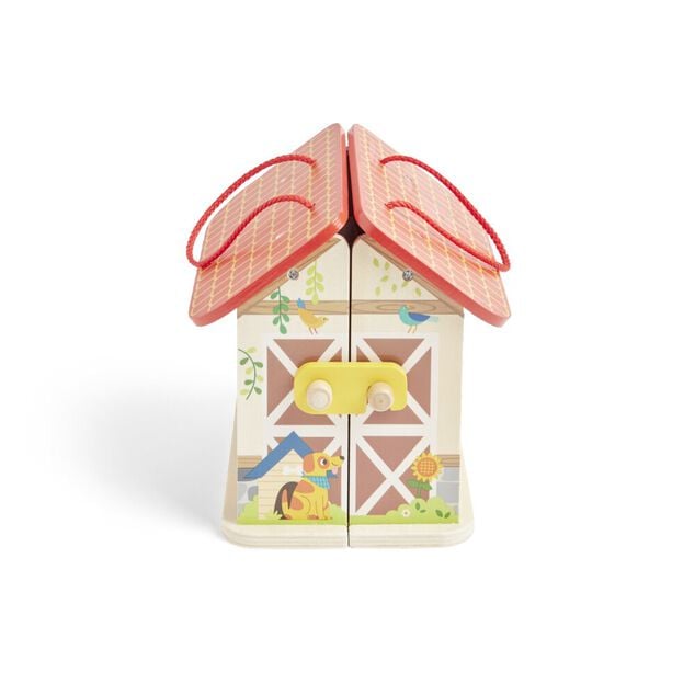 Ferme ou h&ocirc;pital ou caserne de pompiers pliable en bois 20,5x17,5xH19cm