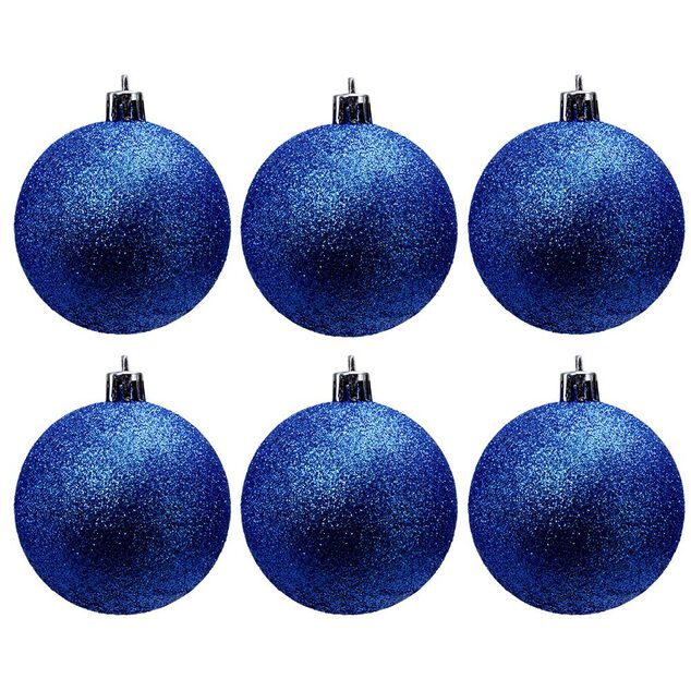 Boule de No&euml;l paillet&eacute;e bleues &Oslash;6cm x6
