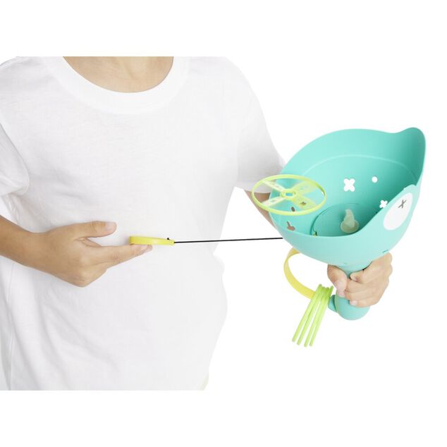 Lanceur disque volant forme grenouille bleu et jaune 11 pi&egrave;ces