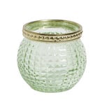 Photophore en verre bordure métal doré Ø6,5xH.5,5cm bleu