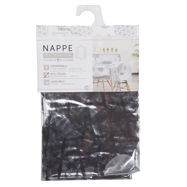 Nappe rectangulaire transparente motif graphique noir
