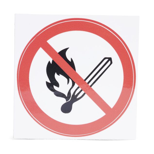 Signal&eacute;tique adh&eacute;sive "Flamme interdite" &Oslash;8cm