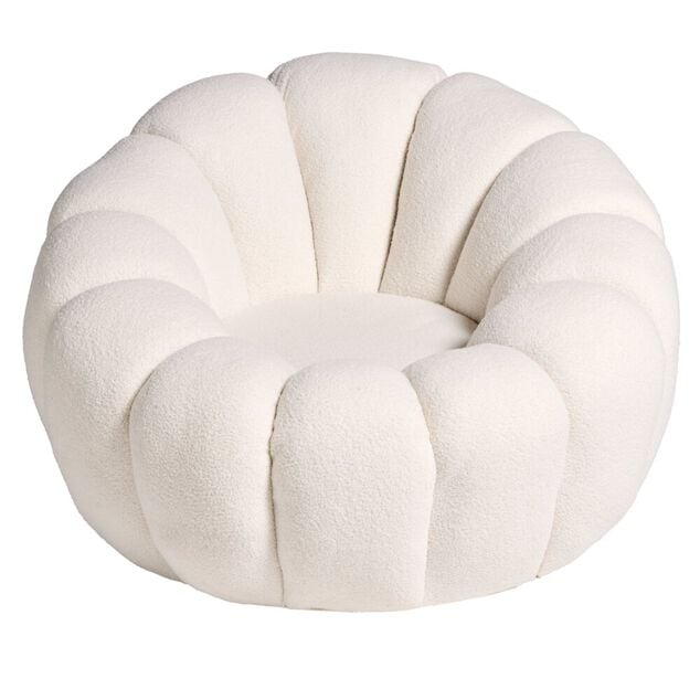 Fauteuil rond Nuvea bouclette &eacute;cru &Oslash;92xH62cm