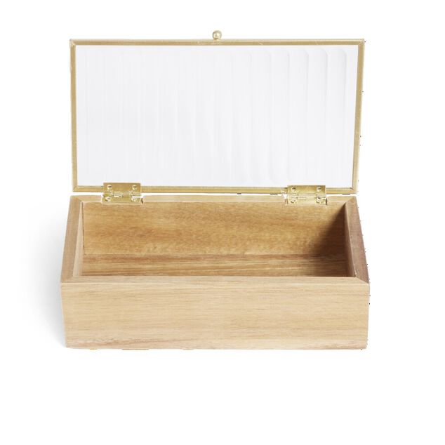 Bo&icirc;te bois d'acacia et verre taille L 18x10x5,3cm