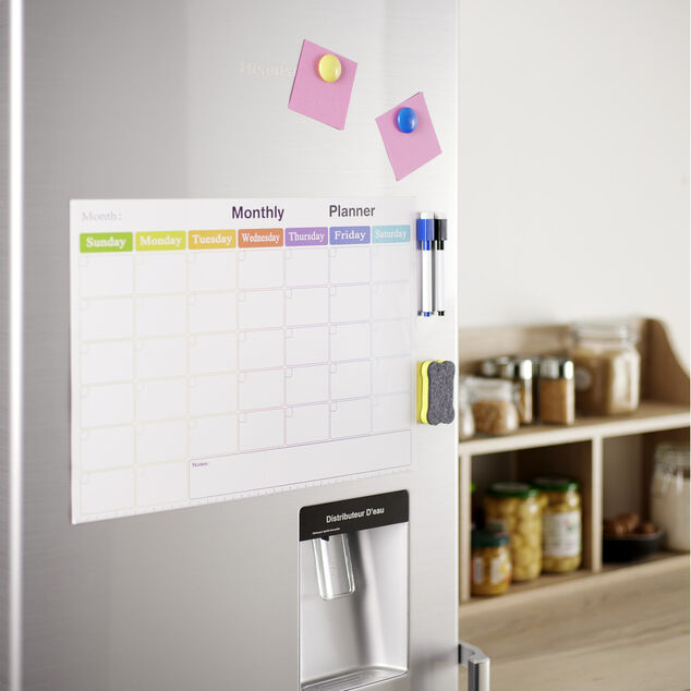 Calendrier mensuel magn&eacute;tique et 7 accessoires 42x30cm