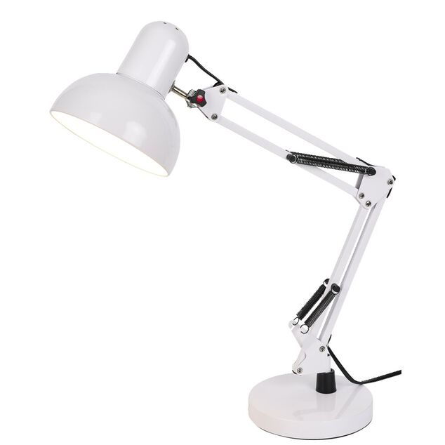 Lampe architecte m&eacute;tal blanc H56cm