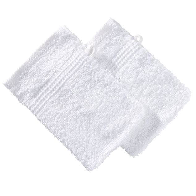 Gant de toilette x2 coton blanc 16x21cm