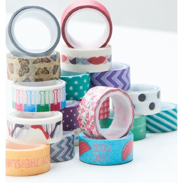 Rouleau adh&eacute;sif masking tape design fantaisie x 3