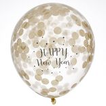 Ballon H30cm avec confettis transparent dor&eacute; x6