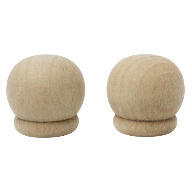 Embout de tringle anglais en bois naturel &Oslash;20mm x2