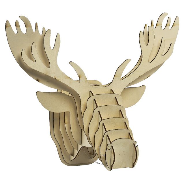 T&ecirc;te de renne en bois lumineux 20 Led Blanc chaud