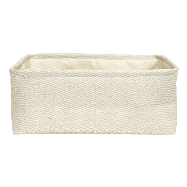 Pani&egrave;re de rangement rectangulaire tiss&eacute; gris 35x24xH13cm