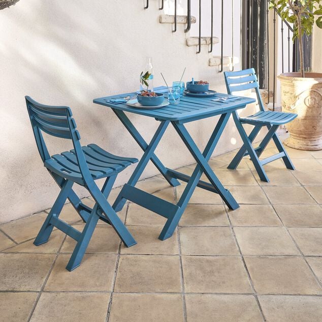 Table pliante Relax plastique bleu 72x70xH79cm