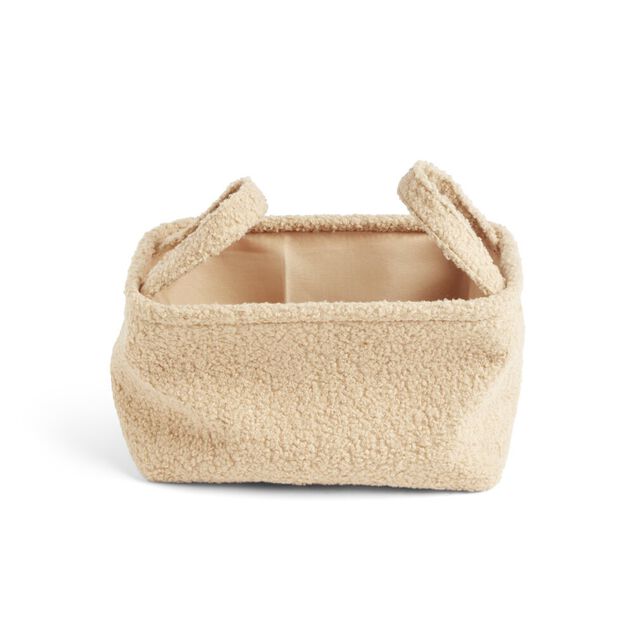 Pani&egrave;re laine boucl&eacute;e beige 28x18xH15cm