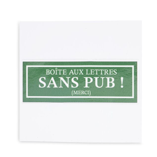 Signal&eacute;tique adh&eacute;sive "Bo&icirc;te aux lettres sans pub" - Vert, 8x8 cm