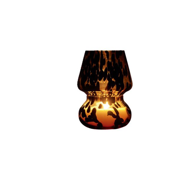 Bougie lampe 25H en verre marron et noir senteur oud &Oslash;11,2xH15cm