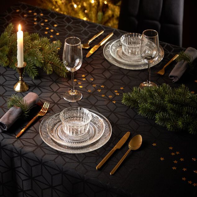 Assiette plate ronde verre transparente ciselée Ø25cm