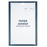 Feuille de papier adh&eacute;sif x20 format A4 blanc 21x29,7cm