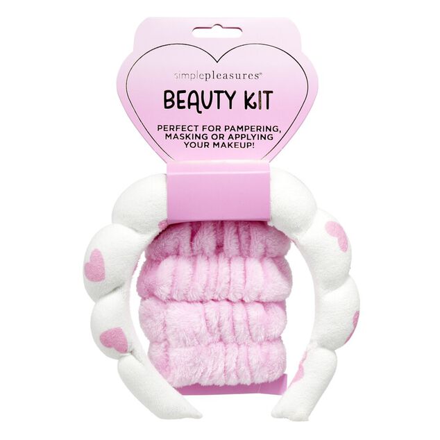 Bandeau et bracelet motif coeur rose et blanc