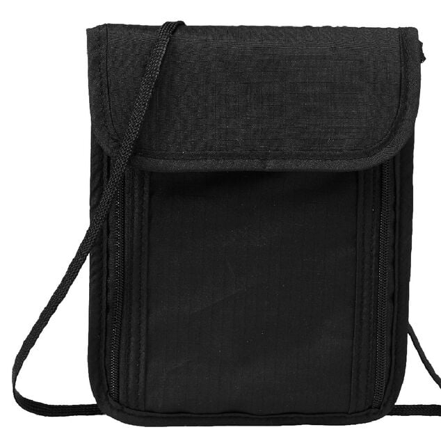 Pochette de voyage tour de cou unie noire