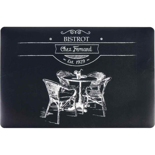 Set de table rectangulaire pvc motif Bistrot noir blanc