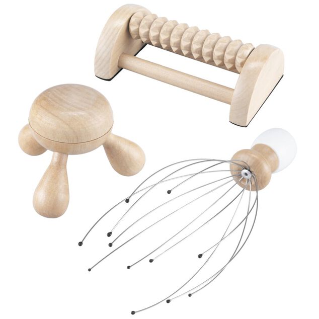 Accessoire de massage en bois pour tout le corps 3 pi&egrave;ces