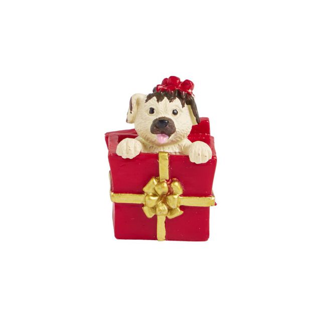 Lot de 3 figurines pour village anim&eacute; de No&euml;l th&egrave;me chiots