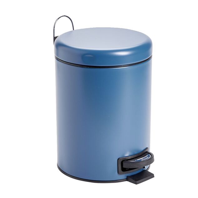 Poubelle &agrave; p&eacute;dale salle de bain m&eacute;tal bleu 5L &Oslash;20,5xH27,5cm