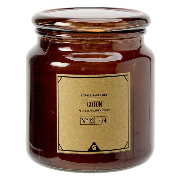 Bougie dans pot en verre marron senteur Coton